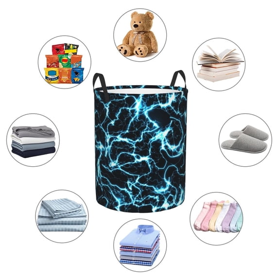 Picia Lightning Large Laundry Basket, Waterproof, Freestanding Laundry Hamper, Collapsible Tall Clothes Hamper with Extended Handles-Small