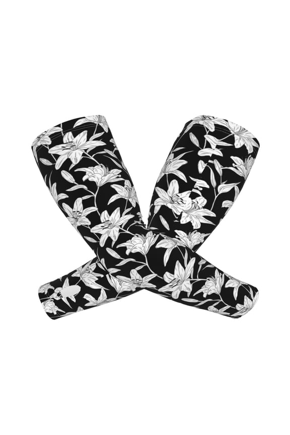 Lilies Flowers Arm Sleeves for Men and Women - Tattoo Cover Up UPF 50+ Cooling Sports Sleeve for Basketball Golf Football-One Size