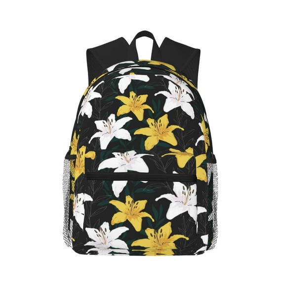 Picia Lilies Flowers Large Capacity Backpack Classic Style Backpack Casual Backpack Water-Resistant School Work Travel Outdoor Backpack