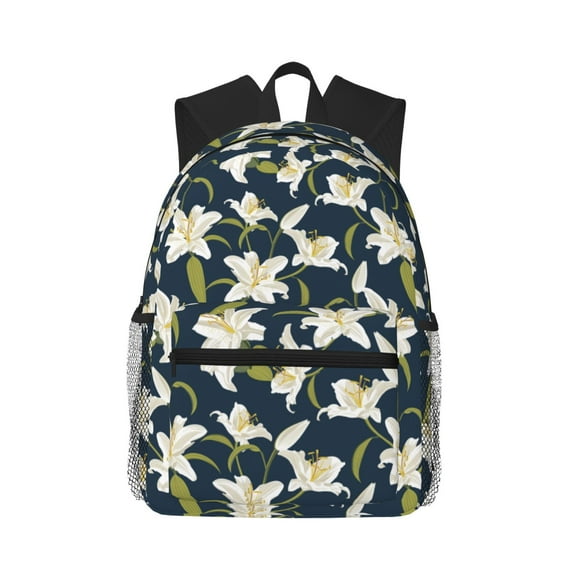 Picia Lilies Flowers Large Capacity Backpack Classic Style Backpack Casual Backpack Water-Resistant School Work Travel Outdoor Backpack