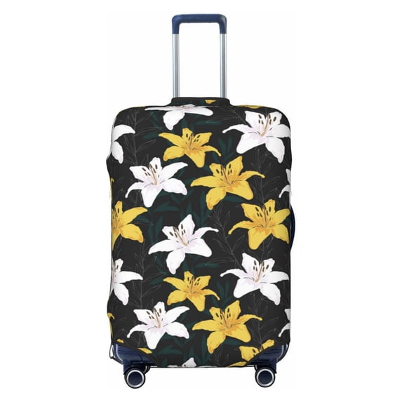 Picia Lilies Flowers Luggage Protector Cover Thicken Suitcase Protector Cover Fit 18-32 Inch Luggage-