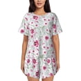 thumbnail image 1 of Picia Lilies Flowers Pajamas Sets for Women Soft Short-Sleeved Pjs with Lounge Shorts Two Piece Sleepwear-Large, 1 of 9