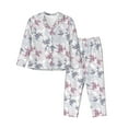 thumbnail image 1 of Picia Lilies Flowers Pattern Women’s Long-Sleeve Sleepwear Set - Soft 2-Piece Loungewear with Pockets, Comfy PJs for Relaxing Nights-Medium, 1 of 7