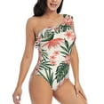 thumbnail image 1 of Picia Lilies Flowers Pattern Women's One Piece Swimsuits,One Shoulder Swimwear Asymmetric ,Ruffle Monokinis Bathing Suits,High Waisted Flattering Bathing Suits-Small, 1 of 8