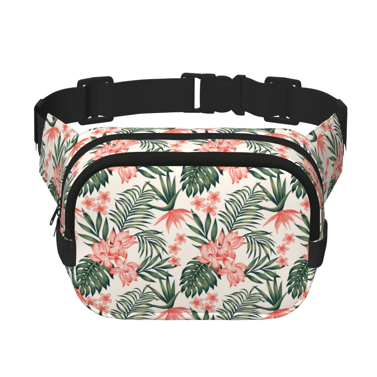 Picia Lilies Flowers Print Square Double-Layer Waist Bag Mini Adjustable Waist Belt Bag Exercise Running Travel Hiking