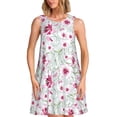 thumbnail image 1 of Picia Lilies Flowers Print Women’s Sleeveless Midi Swing Dress – A-Line Pleated Tank Sundress, Comfortable and Flowy T-Shirt Dress, 1 of 7
