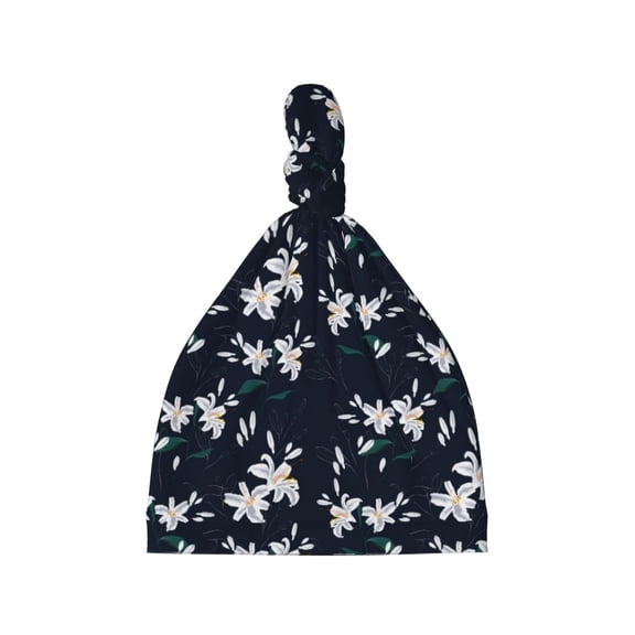 Picia Lilies Flowers Printed Preemie Hats for Baby Girls Cotton Premature Knot Hats Newborn Hospital Cap Warm Knot Beanie Nicu for Preemie Girls and Boys
