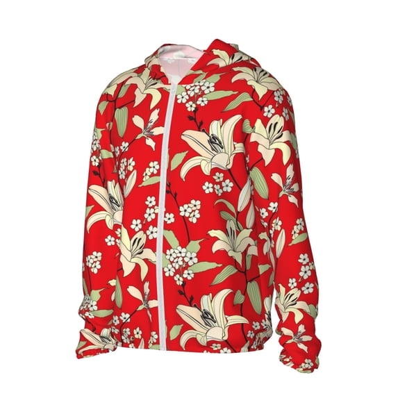 Picia Lilies Flowers Women's Men's UPF 50+ Sun Protection Hoodie Shirt Long Sleeve SPF Fishing Outdoor UV Hiking Lightweight Shirts-Medium