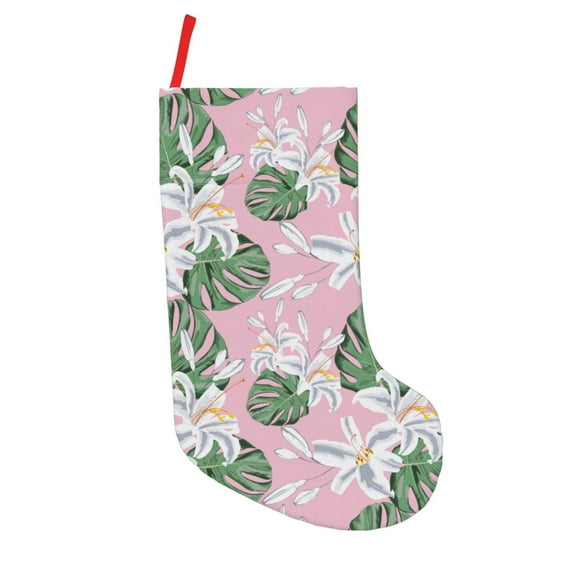 Picia Lilies Flowers for 18in Christmas Stockings, Xmas Stocking for Kids, Holiday and Family Stocking for Fireplace or Party Decoration