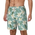 thumbnail image 1 of Picia Lilies Flowers pattern Mens Swim Trunks with Compression Liner Stretch Beach Shorts Quick Dry with Zipper Pockets No-Chafing Board Shorts-Medium, 1 of 9