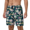 thumbnail image 1 of Picia Lilies Flowers pattern Mens Swim Trunks with Compression Liner Stretch Beach Shorts Quick Dry with Zipper Pockets No-Chafing Board Shorts-Medium, 1 of 9
