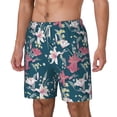 thumbnail image 1 of Picia Lilies Flowers pattern Mens Swim Trunks with Compression Liner Stretch Beach Shorts Quick Dry with Zipper Pockets No-Chafing Board Shorts-Small, 1 of 9