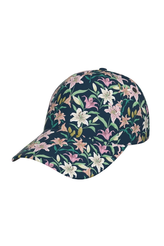 Lilies Flowers pattern Trucker Low Profile Hat Men Women Baseball Cap Dad Hat Adjustable Unconstructed Plain Cap