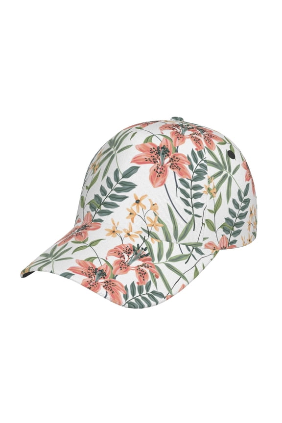 Lilies Flowers pattern Trucker Low Profile Hat Men Women Baseball Cap Dad Hat Adjustable Unconstructed Plain Cap