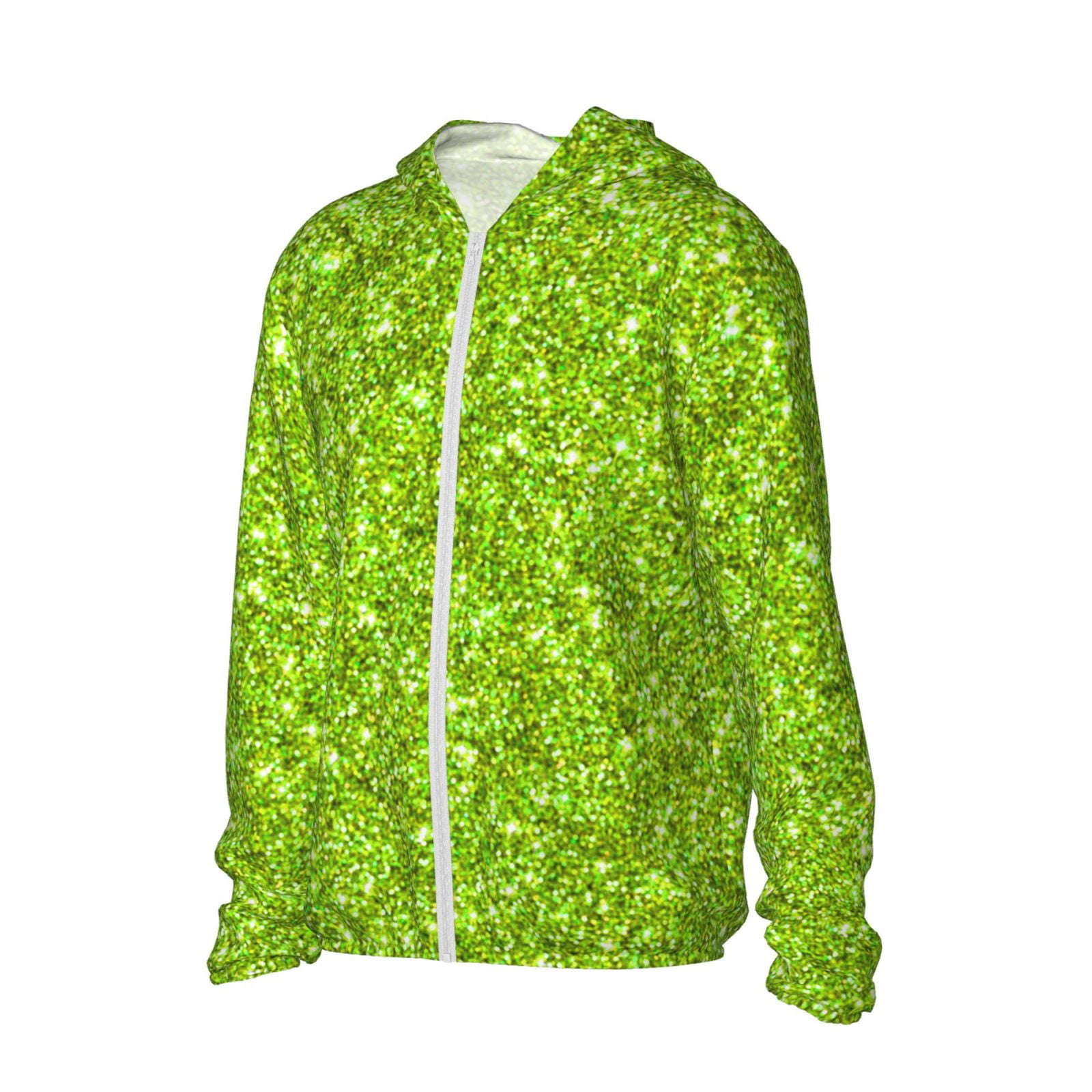Picia Lime green glitter Women's Men's UPF 50+ Sun Protection Hoodie
