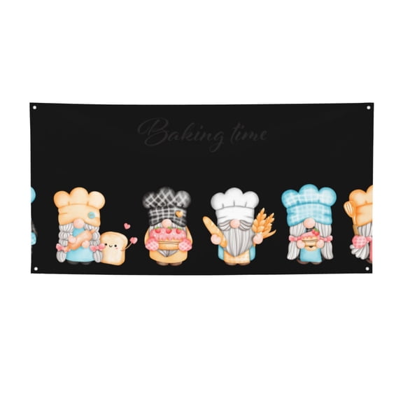 Picia Little Chef Gnome Pattern Party Banner, Festive Decoration, Holiday Banner, Celebration Decor, Event Banner, Reusable Party Banner-Medium