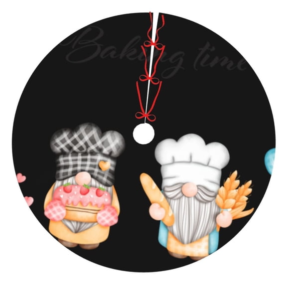 Picia Little Chef Gnome Print Christmas Tree Skirt , Christmas Tree Skirt Ornaments for Merry Christmas Holiday Party Decorations Indoor Outdoor-36"