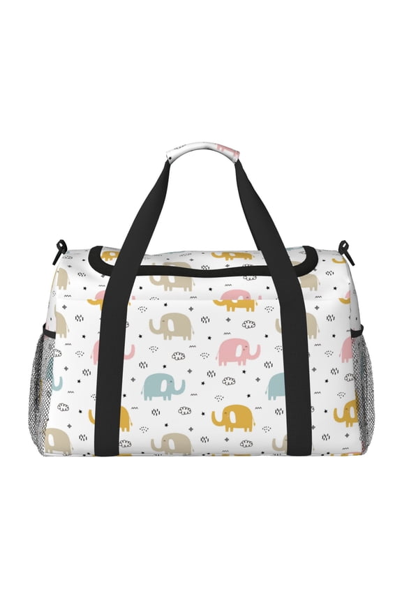 Little Elephant Print Travel Duffle Bag,Weekender Bags for Women with Shoe Compartment, Gym Duffel Bag with Wet Pocket, Hospital Bags for Labor and Delivery