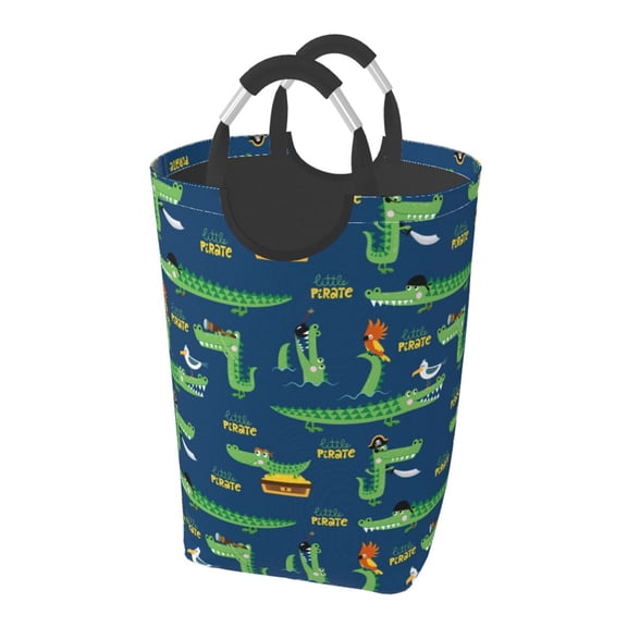 Picia Little Pirate Crocodile Laundry Basket With Handles Laundry Hamper Toys Storage Organizer Foldable Bucket Washing Bin Dirty Clothes Bag For Home Bathroom Bedroom Dorm