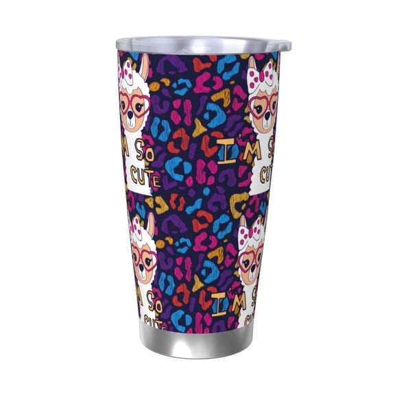 Picia Llama Alpaca Pattern 20 oz Tumbler Stainless Steel Vacuum Insulated Coffee Ice Cup Double Wall Travel Flask Dual Lid Water Bottle, Eco-friendly Car Cup-Without Straw
