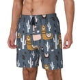 thumbnail image 1 of Picia Llama and Cactus pattern Mens Swim Trunks with Compression Liner Stretch Beach Shorts Quick Dry with Zipper Pockets No-Chafing Board Shorts-3X-Large, 1 of 1