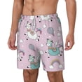 thumbnail image 1 of Picia Llama Unicorn and Rainbow pattern Mens Swim Trunks with Compression Liner Stretch Beach Shorts Quick Dry with Zipper Pockets No-Chafing Board Shorts-Medium, 1 of 1