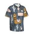 thumbnail image 1 of Picia Llama and Cactus Gentle Cotton Regular Fit Short Sleeve Casual Hawaiian Shirt for Men-Large, 1 of 1