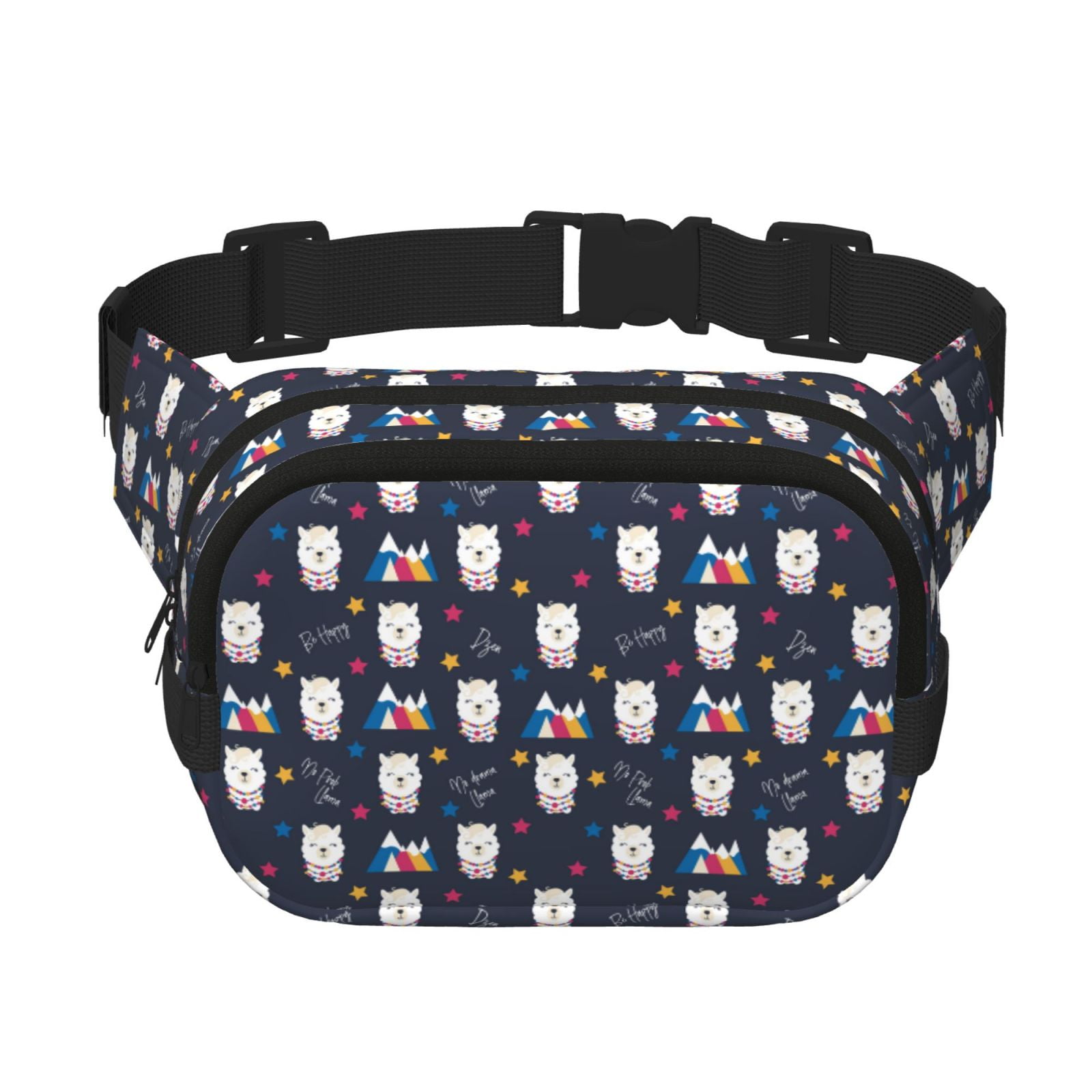 Picia Llamas 1 Print Square Double-Layer Waist Bag Mini Adjustable Waist Belt Bag Exercise Running Travel Hiking