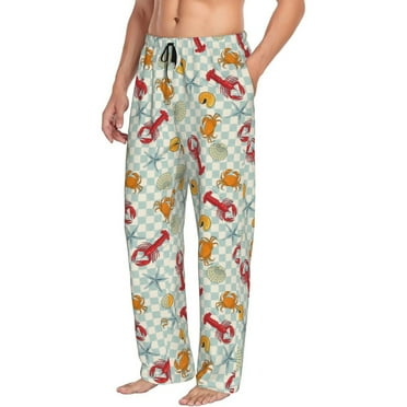 Picia Lobster Sea Shell Mens Soft Woven Cotton Elastic Waistband Sleep Pajama Pant Lounge Sleep Pant With Pockets And Drawstring-Small
