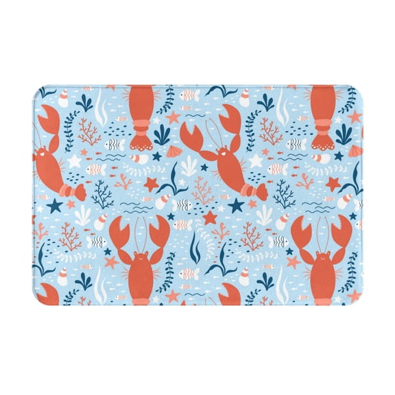 Picia Lobsters Pattern Flannel Doormat  16x24 Inch Non-Slip Indoor Mat, Absorbent & Quick-Dry Rug for Entryway, Bathroom, Kitchen, and Bedroom, Machine Washable