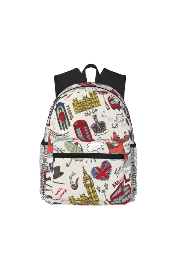 London Landmark1 Large Capacity Backpack Classic Style Backpack Casual Backpack Water-Resistant School Work Travel Outdoor Backpack