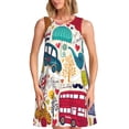 thumbnail image 1 of Picia London Symbols Print Women’s Sleeveless Midi Swing Dress – A-Line Pleated Tank Sundress, Comfortable and Flowy T-Shirt Dress, 1 of 7