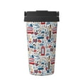 thumbnail image 1 of Picia London Symbols1 Pattern 500ml Carry Insulated Coffee Mug, Stainless Steel Travel Mug with Hidden Handle, Leak-Proof for Car, Office, Home, and Outdoor Use, 1 of 8