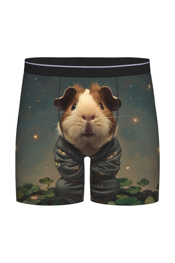 Lotus Leaf Starry Sky Guinea Pig Pattern Men's Athletic Long Leg Briefs , Performance Stretch Underwear,Moisture-Wicking