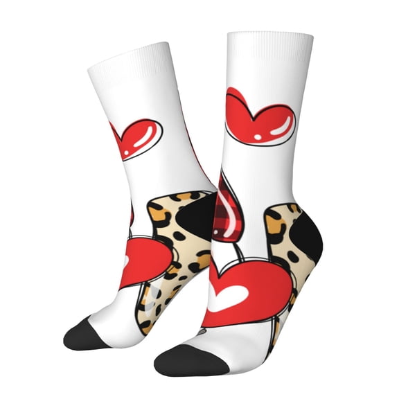 Picia Love Gnomes Print Athletic Socks for Men & Women – Cushioned Moisture-Wicking Crew Socks for Sports, Running, and Training, Soft & Breathable Size 5-11