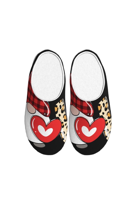 Love Gnomes for Women's Lamb-hug Comfy Fleece House Slippers Memory Foam, Slip-on House Shoes Indoor Outdoor-35/36
