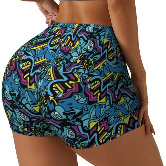 Picia Love Music Printed Workout Shorts for Women Seamless Scrunch Butt Lifting High Waisted Yoga Gym Booty Running Moisture-wicking Short Pants-Small