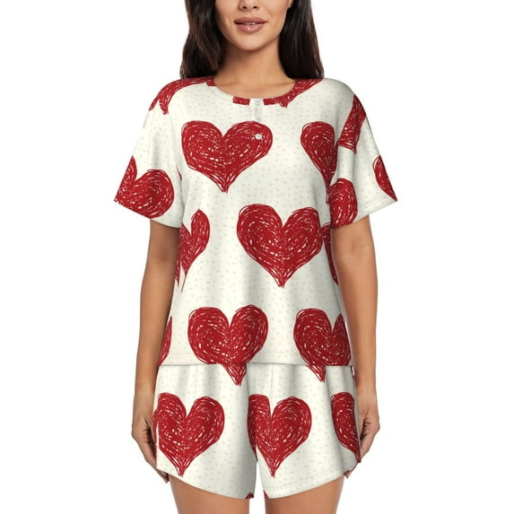 Picia Love Pajamas Sets for Women Soft Short-Sleeved Pjs with Lounge Shorts Two Piece Sleepwear-