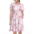 thumbnail image 1 of Picia Love Rabbit Pattern Women's Short Sleeve Summer Dress Pleated Loose Swing Knee Length Short Sleeve Swing Dresses, 1 of 6