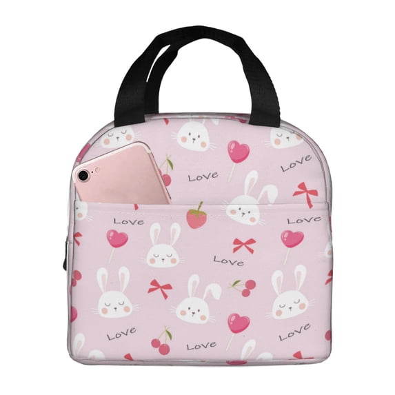 Picia Love Rabbit Printed Lunch box Lunch bag for Men Women Large Capacity Lunchbox Reusable Lunch Bags Insulated Lunch Bag Lunch Box Cooler