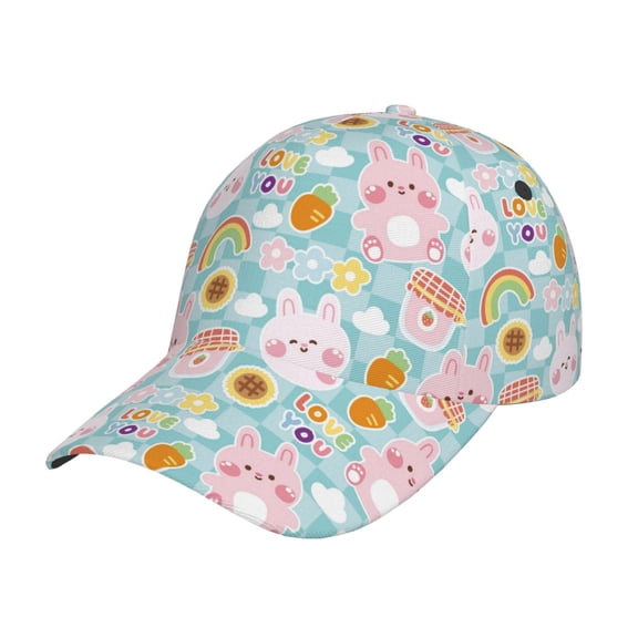 Picia Love You Rabbit pattern Trucker Low Profile Hat Men Women Baseball Cap Dad Hat Adjustable Unconstructed Plain Cap