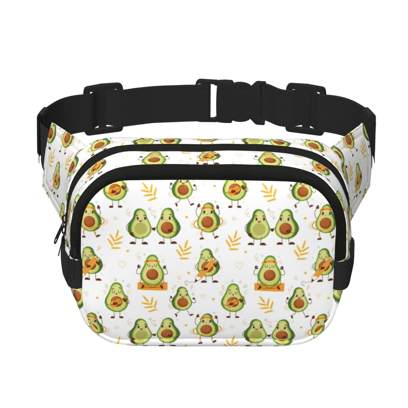 Picia Lovely Avocado Print Square Double-Layer Waist Bag Mini Adjustable Waist Belt Bag Exercise Running Travel Hiking
