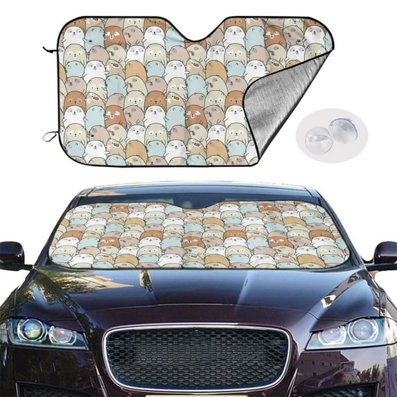 Picia Lovely Bear Curved Windshield Sunshade Accordion Folding Style Auto Shade for Car Truck SUV Van Blocks UV Ray Sun Visor Protector -Medium