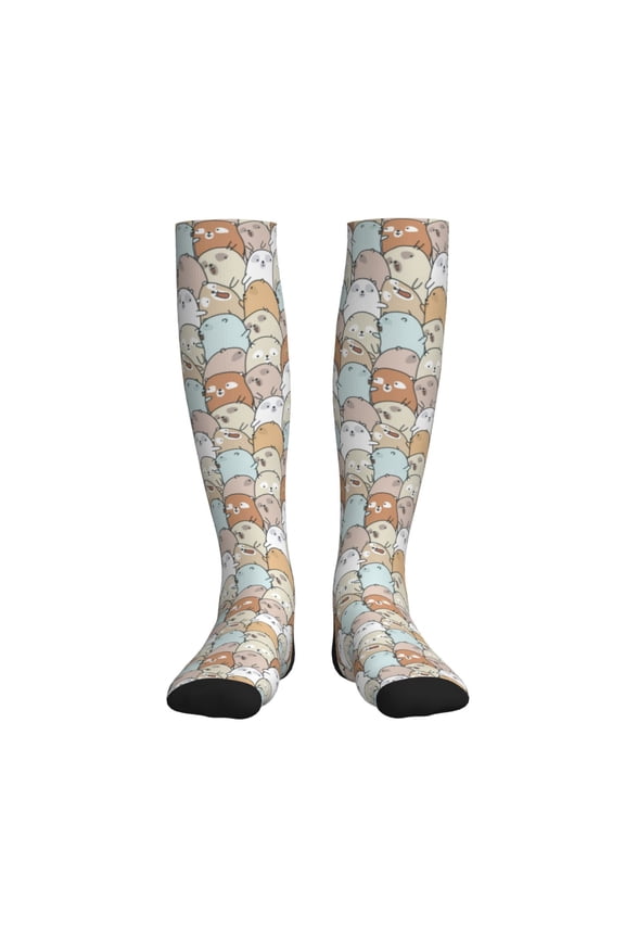 Lovely Bear Printed Sports Compression Socks - 15-20mmHg Graduated Compression, High-Performance Soft and Breathable Socks for Men and Women