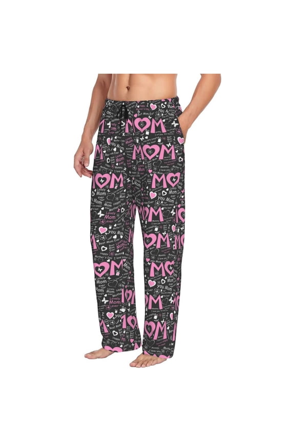 Lovely Mom Ever Mens Soft Woven Cotton Elastic Waistband Sleep Pajama Pant Lounge Sleep Pant With Pockets And Drawstring-Medium