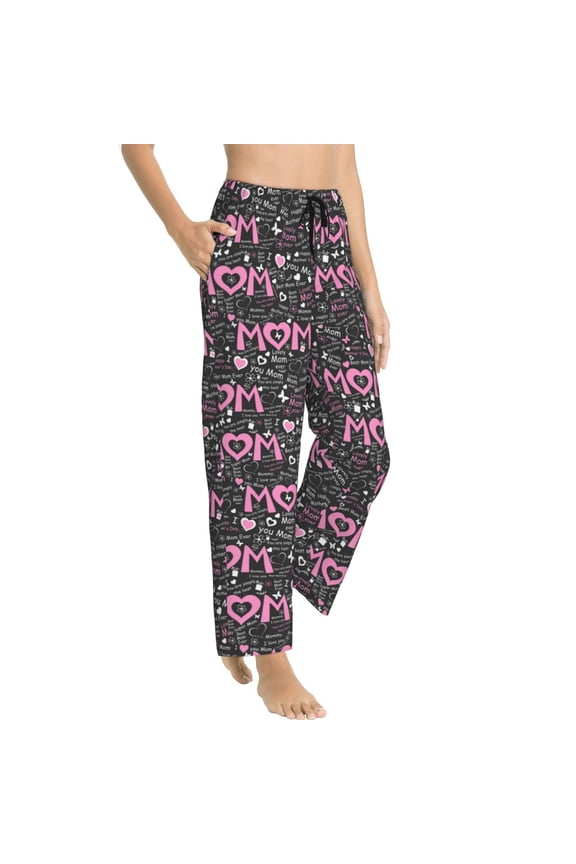 Lovely Mom Ever Womens Soft Woven Cotton Elastic Waistband Sleep Pajama Pant Lounge Sleep Pant With Pockets And Drawstring-