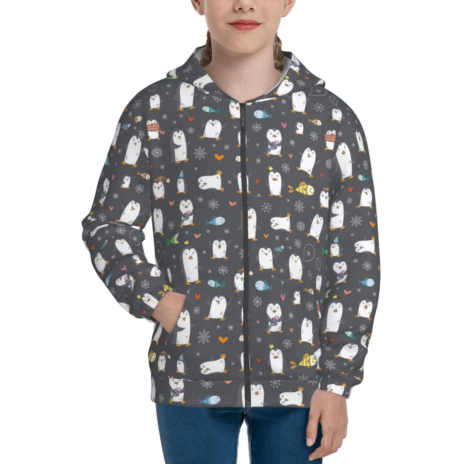Picia Lovely Penguin for Boys Fashion Full-zip Hoodies
