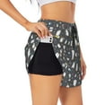 thumbnail image 1 of Picia Lovely Penguin Pattern Women's 2 in 1 Athletic Running Shorts High Waisted Workout Casual Gym Sweat Shorts with Comfy Liner Zipper Pockets-, 1 of 9