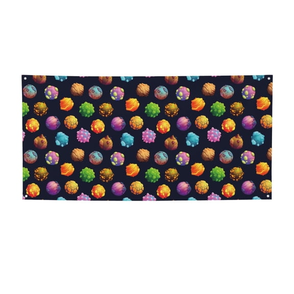 Picia Lovely Planet Pattern Party Banner, Festive Decoration, Holiday Banner, Celebration Decor, Event Banner, Reusable Party Banner-Small