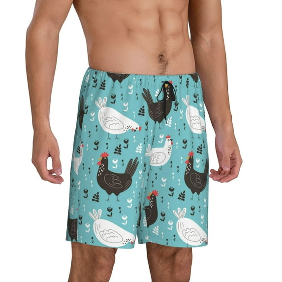 Picia Lovely Roosters Pajama Shorts for Men, Men's Pajama Bottoms, Sleepwear,Short Pajama Pants-X-Large